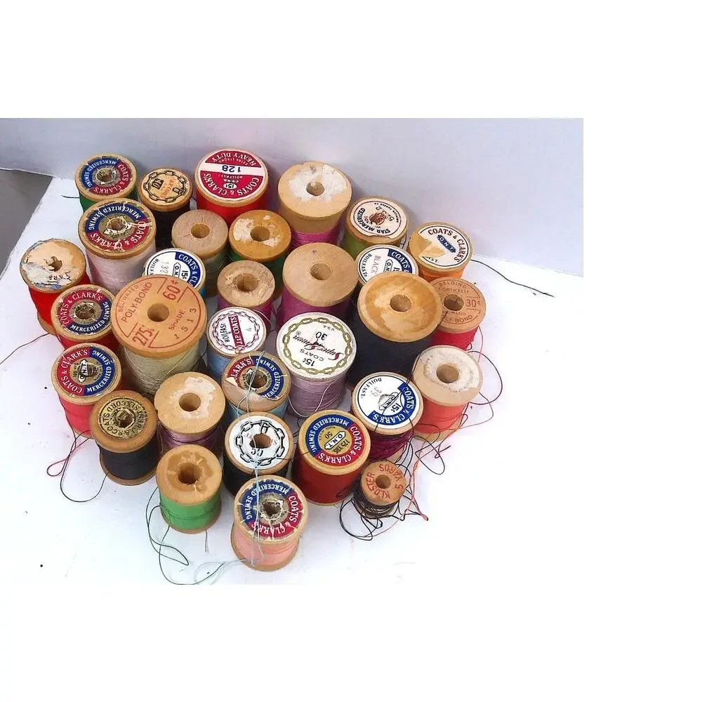 Vintage Coats & Clarks Belding Star J&P Wooden Spool Sewing Thread Lot Of 32